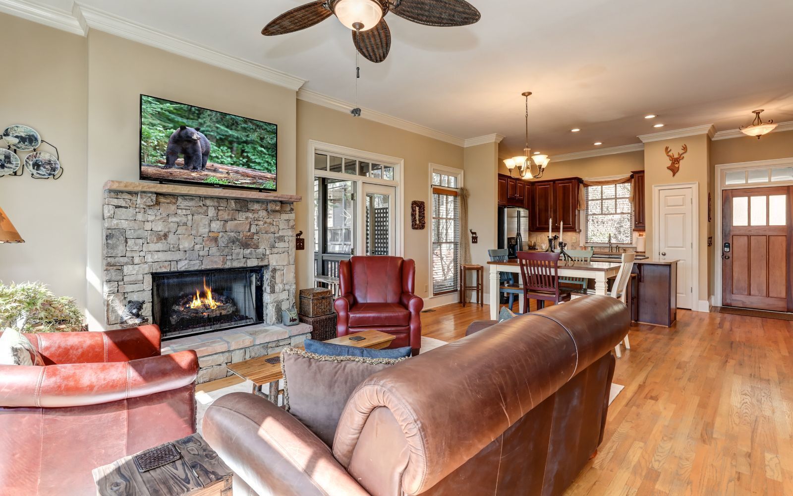 TV, fireplace, DVD player, ping pong