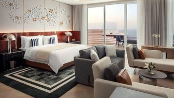 Royal-suite - 1 kingsize-seng - balkon - havudsigt | Minibar, pengeskab på værelset, skrivebord