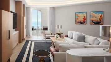 Suite, 2 Bedrooms, Balcony, Sea View (John Jacob Astor Suite, Balcony) | Living room | 65-inch LED TV with satellite channels, books