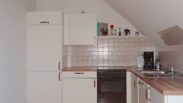 Fridge, stovetop, dishwasher, electric kettle