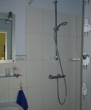 Dusche, Haartrockner, Handtücher