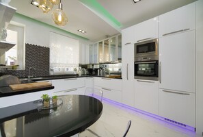 Apartment | Private kitchen | Fridge, microwave, oven, stovetop