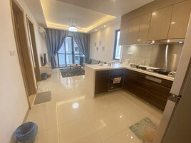 Comfort Apartment, 1 King Bed | Living area | 43-inch Smart TV with cable channels, Netflix, streaming services