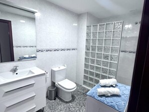Dusche, Haartrockner, Handtücher