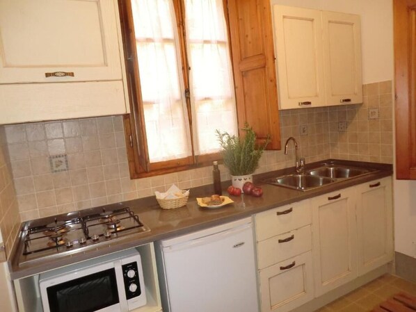 Réfrigérateur, micro-ondes, plaque de cuisson, cafetière/bouilloire