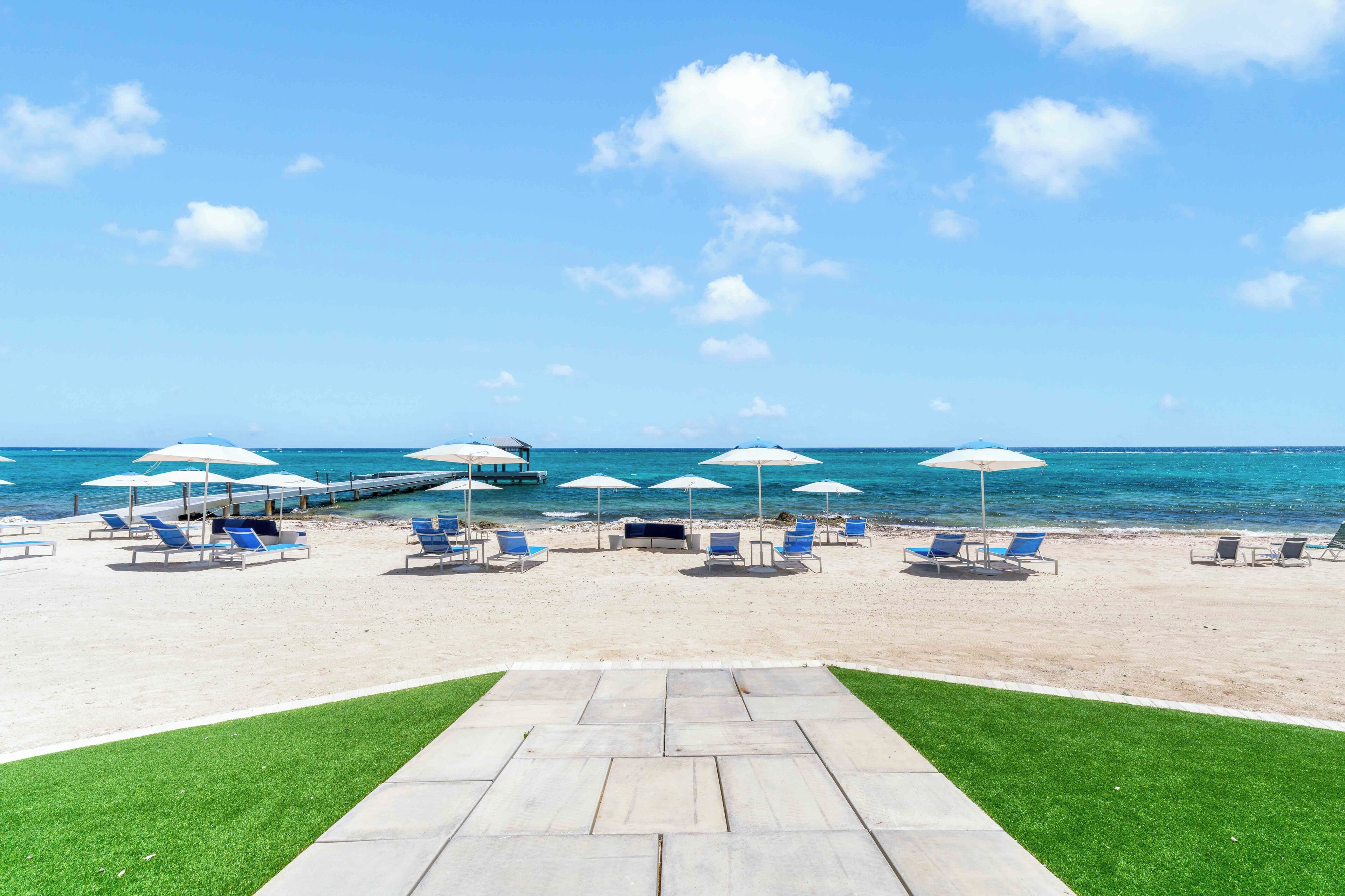 On the beach, sun-loungers, beach towels