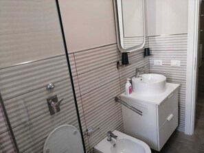 Ducha, secador de pelo, bidet, toallas