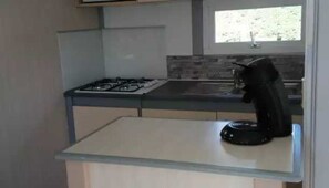 Kühlschrank, Mikrowelle, Herdplatte