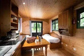 Fridge, microwave, stovetop