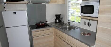 Fridge, microwave, stovetop