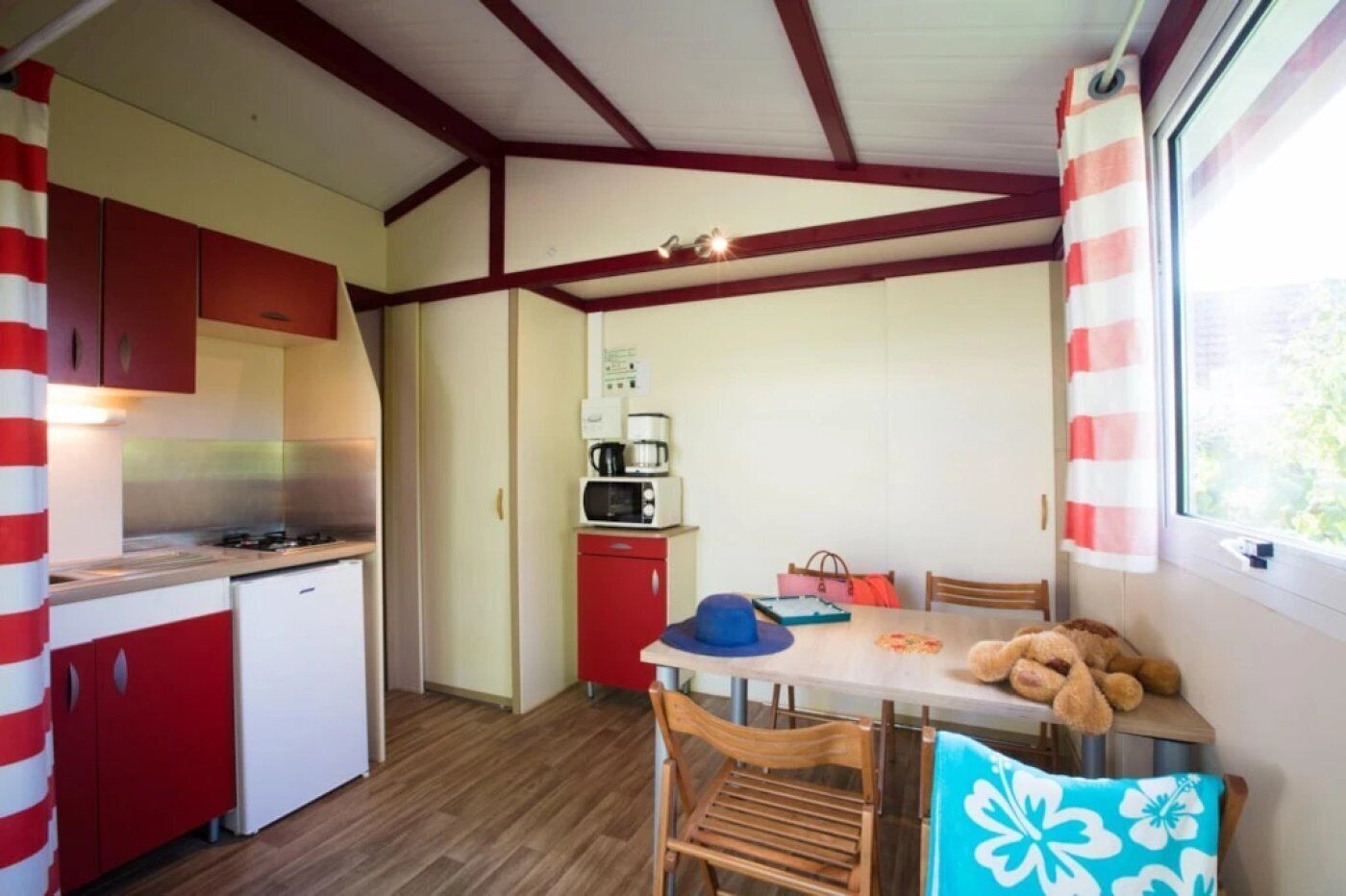 Réfrigérateur, micro-ondes, plaque de cuisson