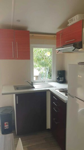 Fridge, microwave, stovetop