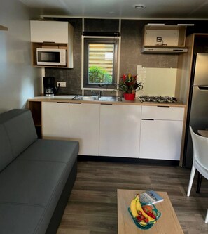 Kühlschrank, Mikrowelle, Herdplatte, Geschirrspüler