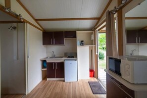 Fridge, microwave, stovetop