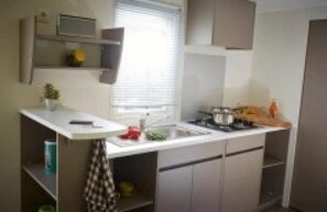 Fridge, microwave, stovetop