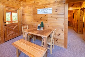 Cabin, Multiple Beds, Hot Tub | Dining