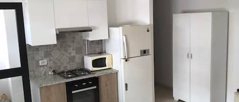Microwave, oven, stovetop, cookware/dishes/utensils