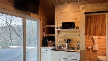 Fridge, microwave, coffee/tea maker