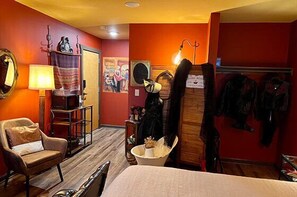 1 bedroom, desk, iron/ironing board, travel crib