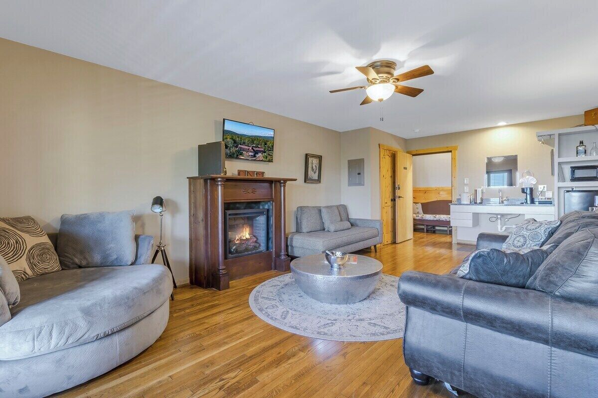 TV, fireplace