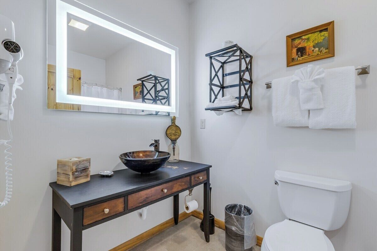 Hair dryer, towels