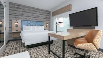 开间, 1 张特大床, 冰箱和微波炉 (Wet bar) | 高档床上用品、加厚床垫、办公桌、笔记本电脑工作区