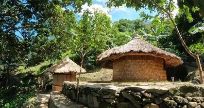 Private waterfall and indigenous house!