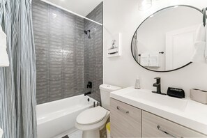 House | Bathroom | Hair dryer - Peaceful Modern Historic Norcross Home (Norcross)