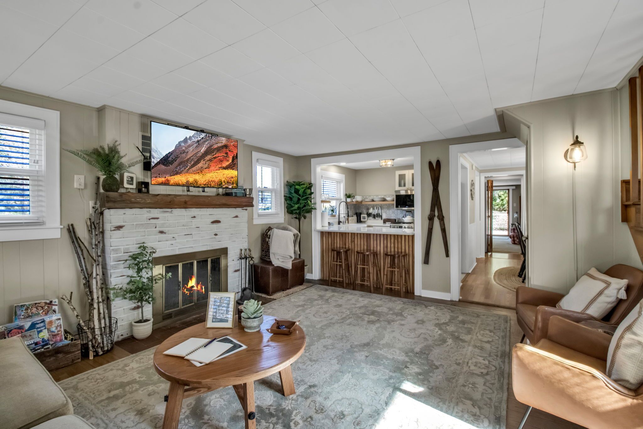 Smart TV, fireplace, video games, table football