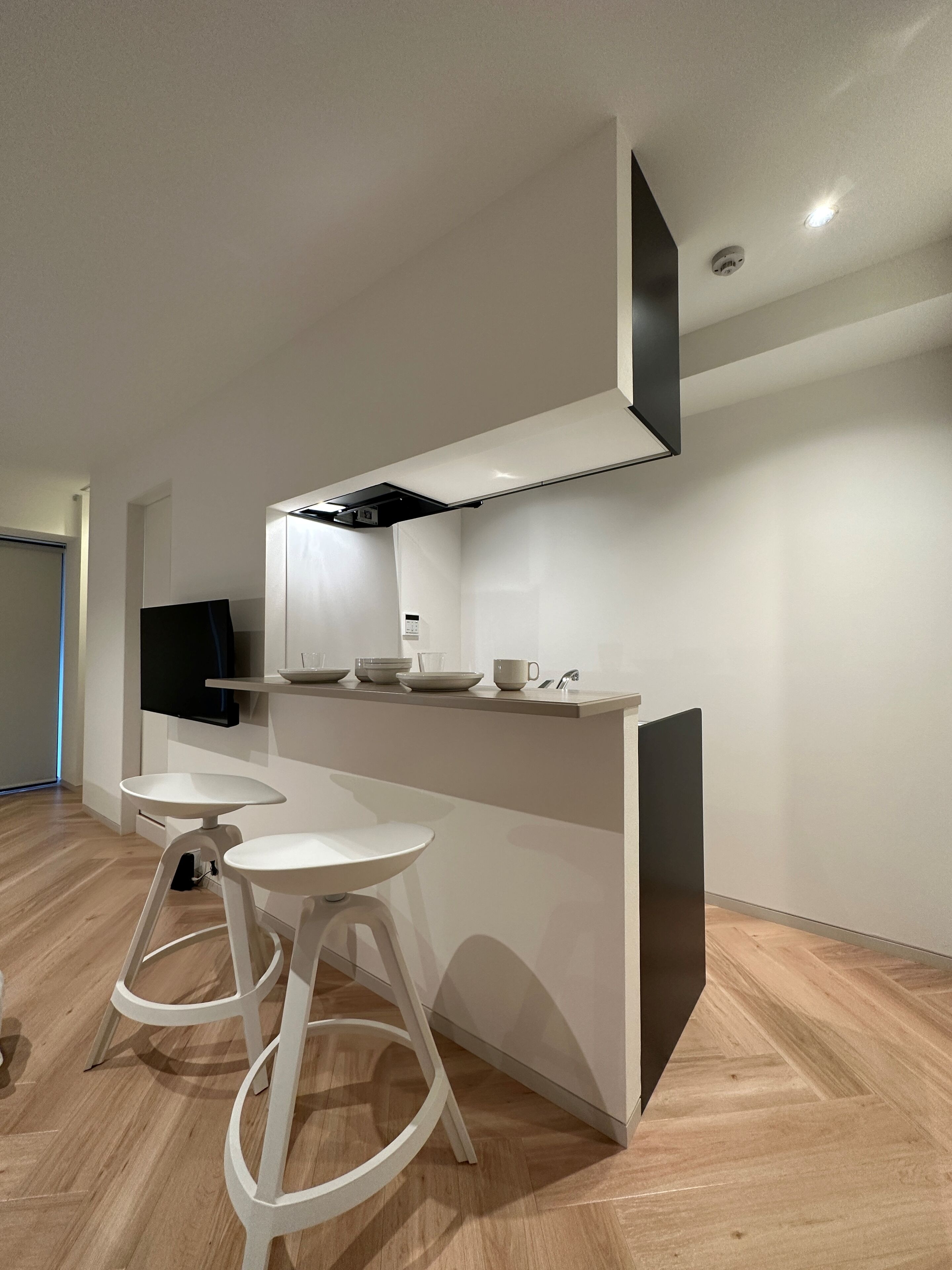 Fridge, microwave, stovetop, electric kettle