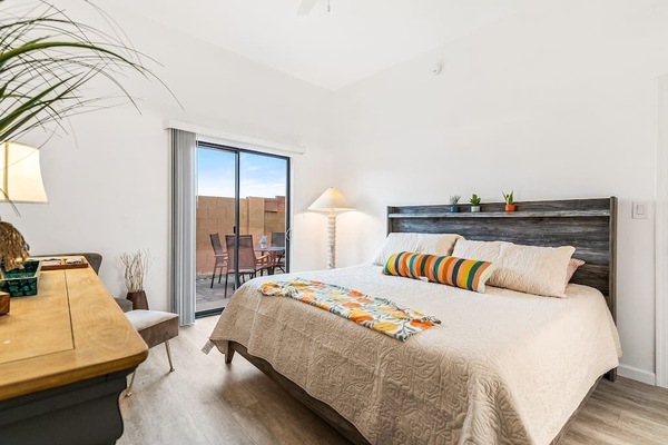 Discover the essence of comfort and style from the front view of this inviting bedroom, where every glance inspires rest and rejuvenation