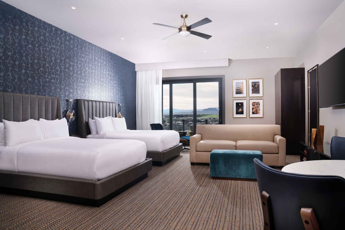 Studio (Two Queens) | Premium bedding, pillowtop beds, in-room safe, blackout drapes