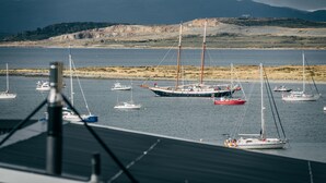 A marina with multiple sailboats and yachts docked. - Gente del Sur - Yehuin (Ushuaia)
