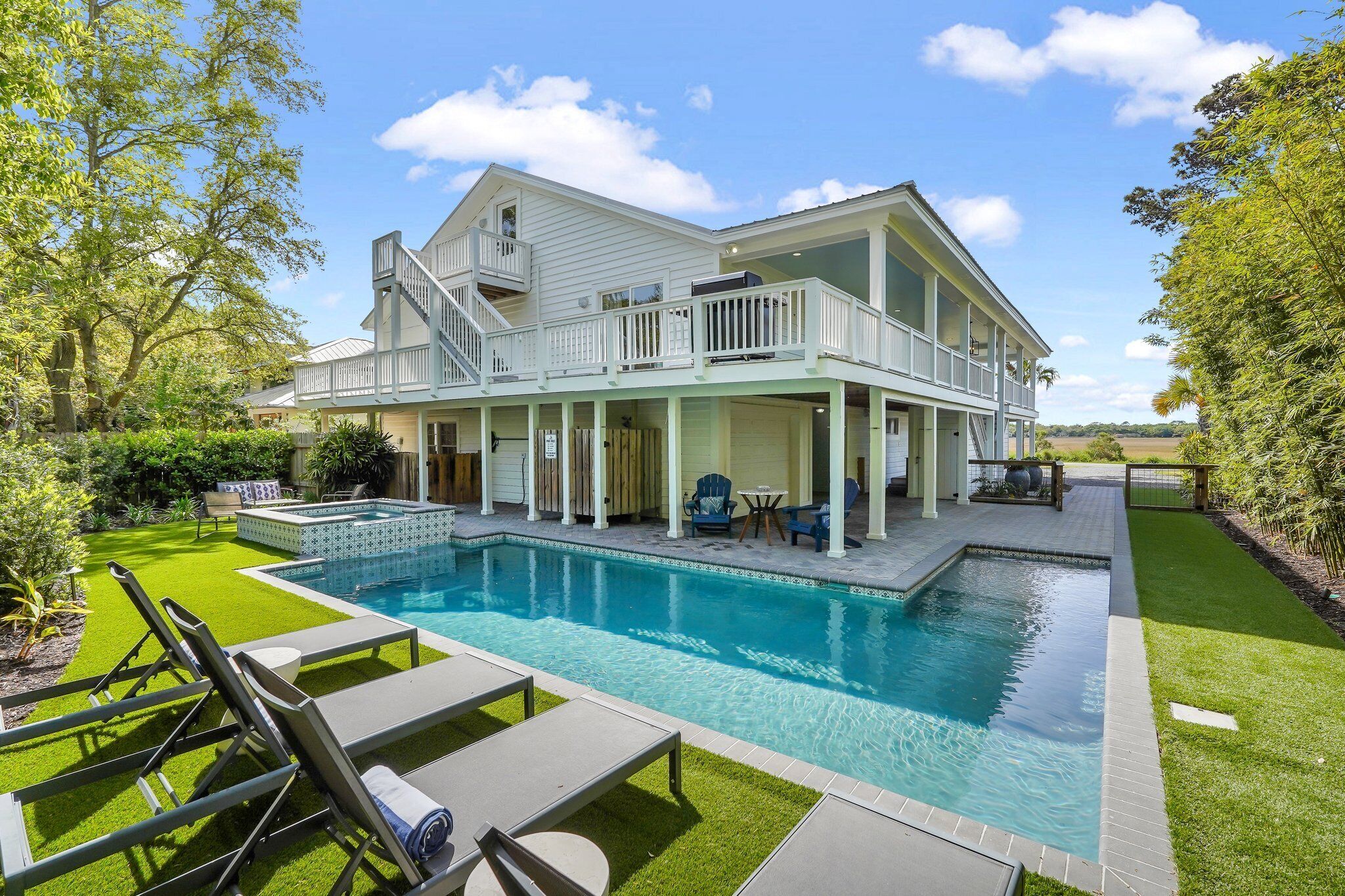 New Listing - Stay Salty! Spacious Marsh Front Cottage on East Beach with Heated Pool & Spa!