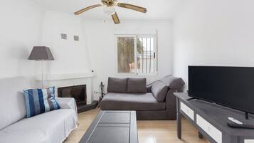 Televisie en een open haard