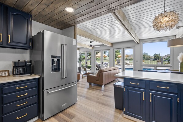 Fridge, microwave, oven, dishwasher