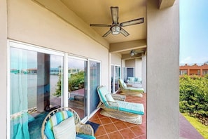 Terrace/patio - Caribbean condo with ocean view, on-site pool, & private balcony (San Pedro)
