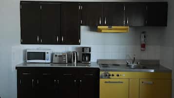 Mini-fridge, microwave