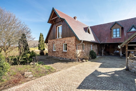 Exterior. Apartment 'Hof Verchen Nahe Kummerower See' with Private Terrace, Private Garden and Wi-Fi