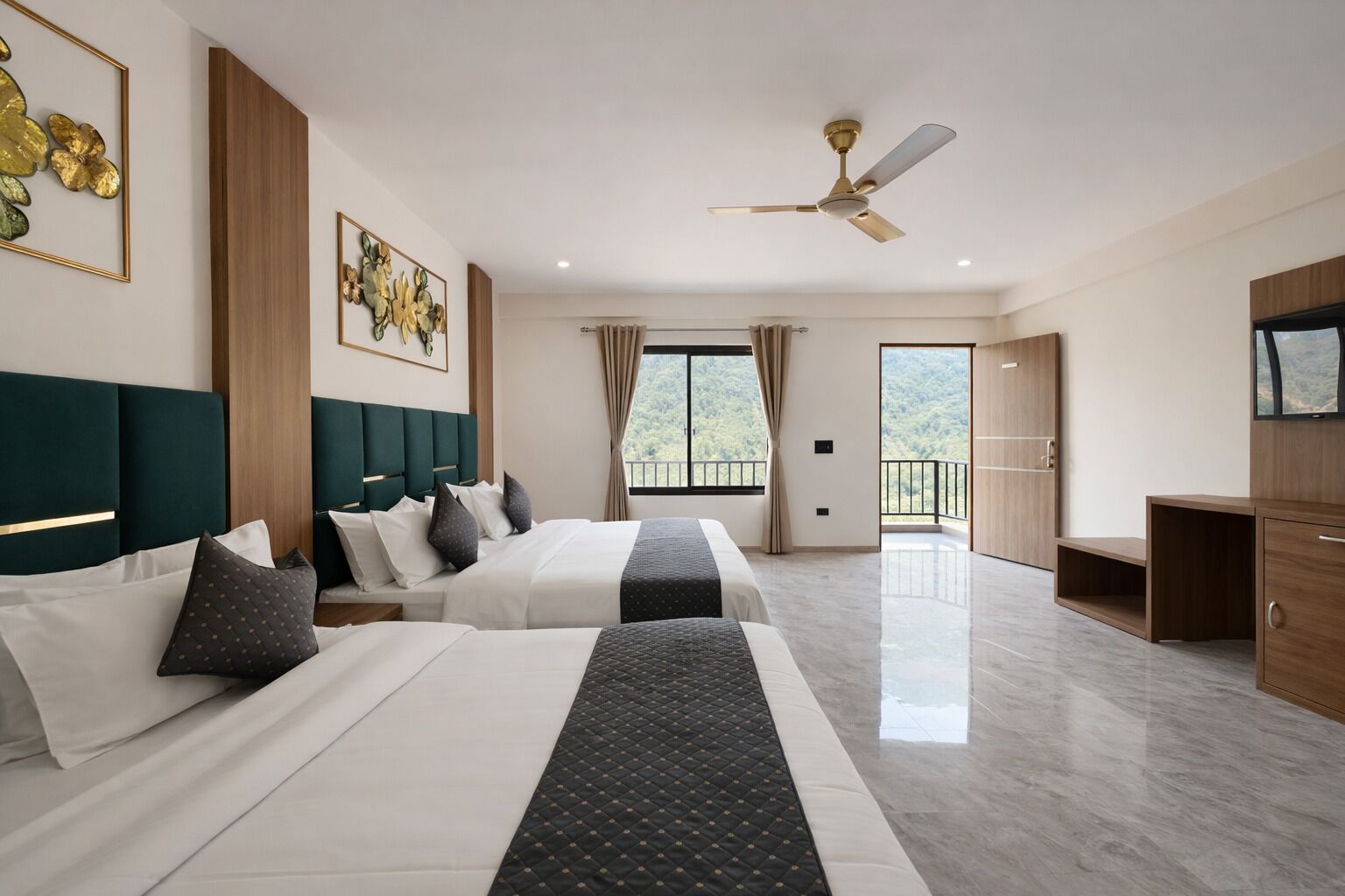 Family Room, 2 Double Beds | Free WiFi, bed sheets