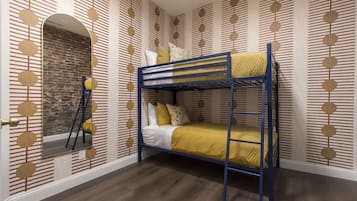 5 quartos, escrivaninha, ferros/tábuas de passar roupa, berço de viagem