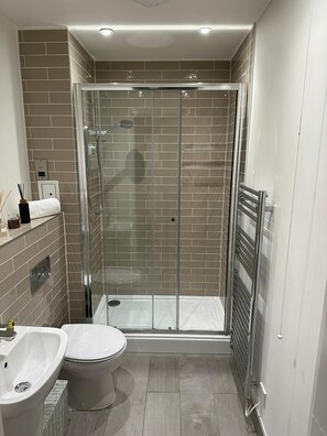 Apartment | Bathroom | Shower, free toiletries, hair dryer, towels