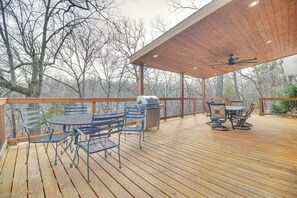 House (3 Bedrooms) | Front of property - Deck + Kayaks: Grand Lake of the Cherokees Home (Afton)