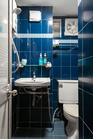 Luxury Double Room | Bathroom | Shower, rainfall showerhead, hair dryer, slippers