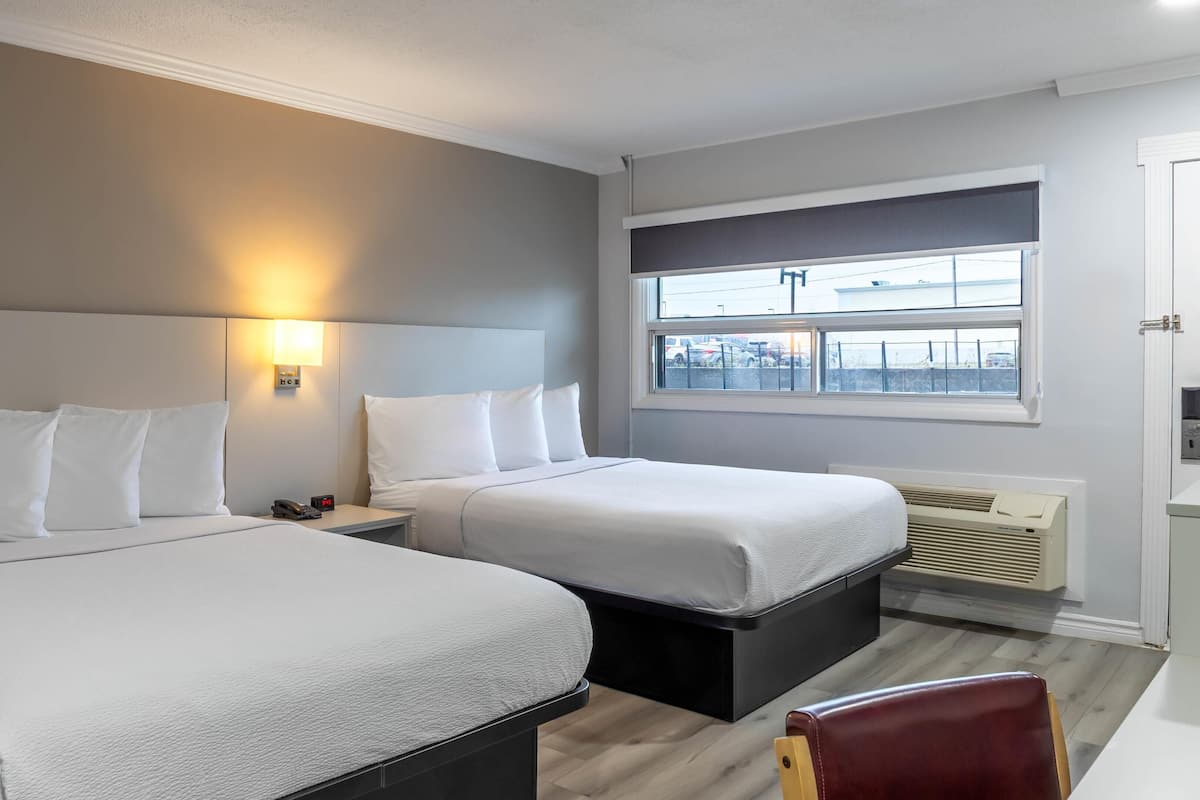 Quarto luxo, 2 camas Queen, para não fumantes, geladeira e micro-ondas | 1 quarto, cortinas blackout, quartos à prova de som