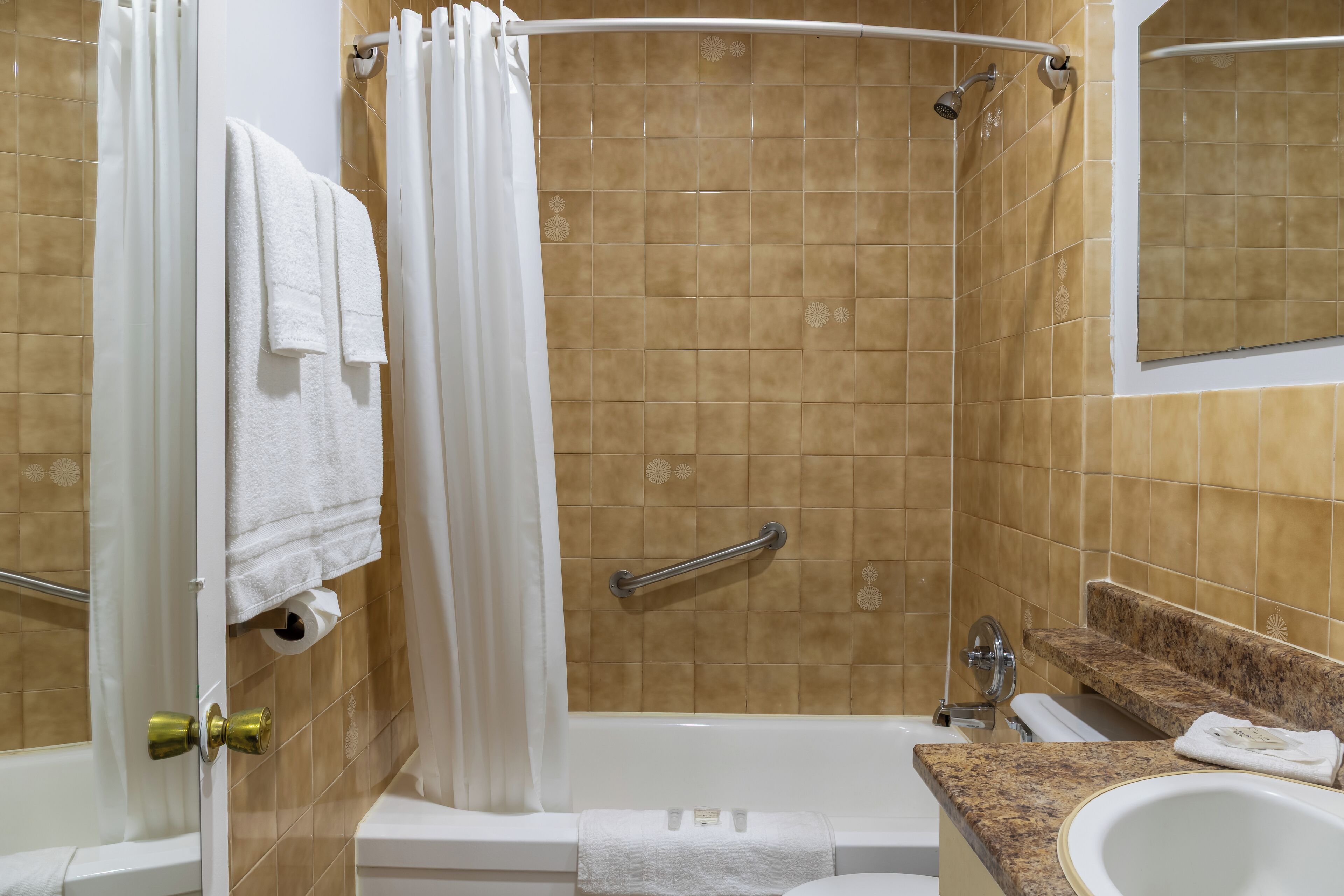 Toallas, jabón, shampoo, papel de baño 