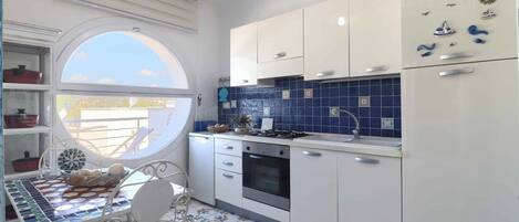 Fridge, oven, coffee/tea maker