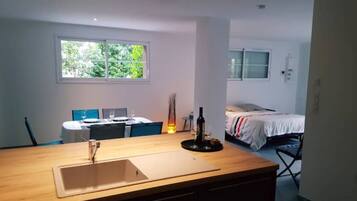 1 chambre, fer et planche Ă repasser, Wi-Fi gratuit, draps fournis