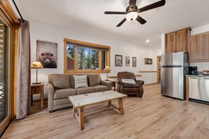 TV connectée, cheminée, lecteur de DVD, vidéothèque