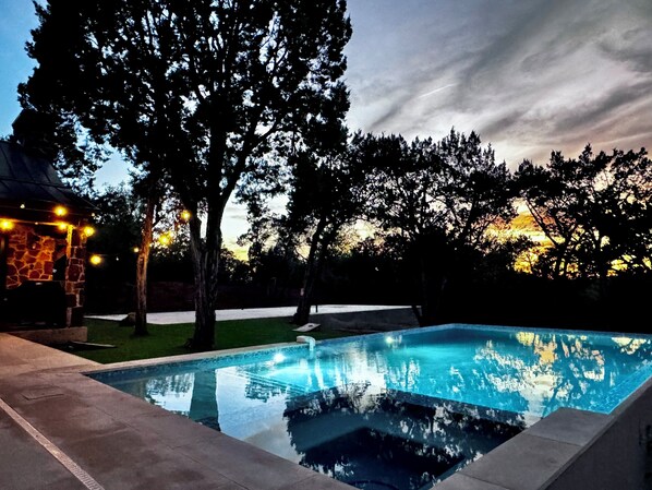 Piscine extérieure, piscine chauffée